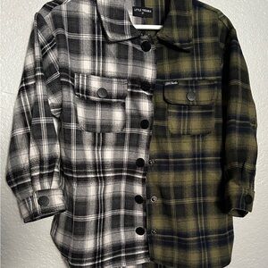 Little Trouble Plaid two toned Button-Up flannel shirt boys size 3T
